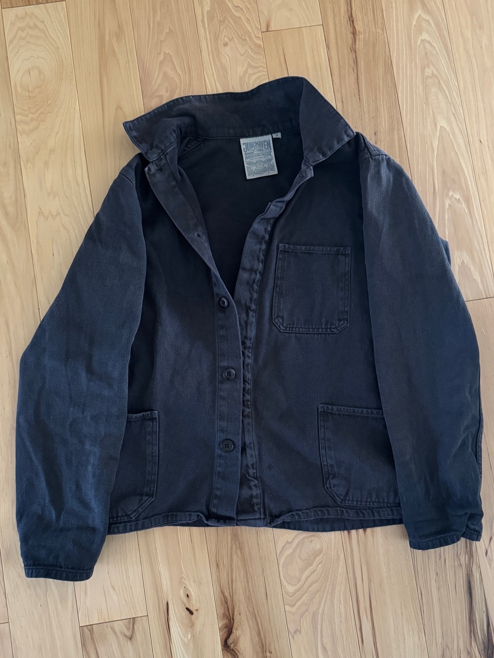 Jungmaven Black Hemp Organic Cotton Olympic Denim Button Up Shirt Unisex S